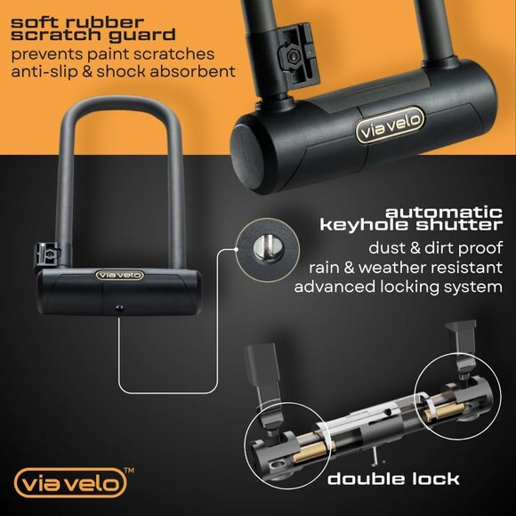 U Lock with Cable | Pro U Lock 20 CrMnTi Steel 15mm Shackle with Bracket Inside - Picture 4 of 8